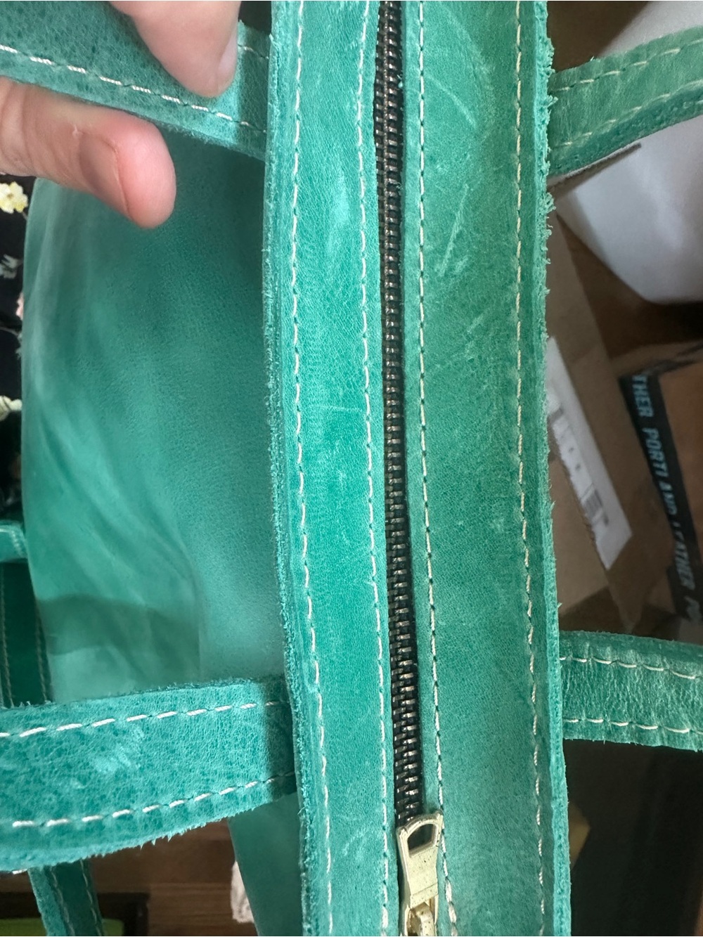 Portland Leather Mini Crossbody Tote in Reef - Picture 7 of 13